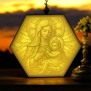 Hexagon Lamp LED RGB - Jesus - Gott - Heilige Maria 002