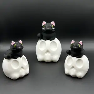Black Cat on Skull