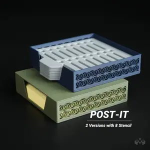 Kumiko Holder for Post-It Notes with 8 Stencils