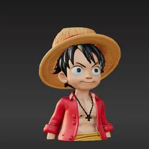 Bust of a pirate boy, inspired by Luffy from One Piece.