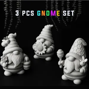 Bee Gnome Figures, 3 pcs. Bumblebee Garden Decor Gnome