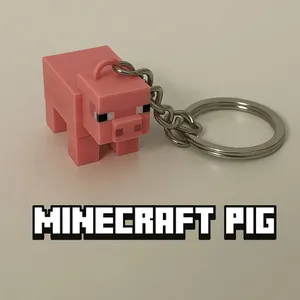 Minecraft Pig Keychain