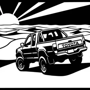 Wallart TOYOTA HILUX SUNSET DESERT single color easy print