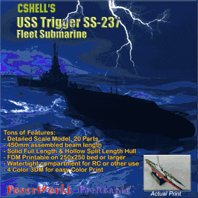 Fleet Submarine USS Trigger SS-237 Model Kit by PoserWorld