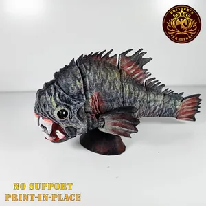 Articulated Print-In-Place Monster Piranha