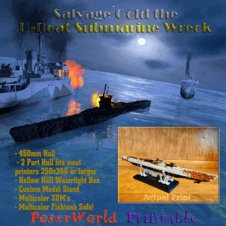 Salvage Gold the U-Boat Submarine Wreck - aquarium safe