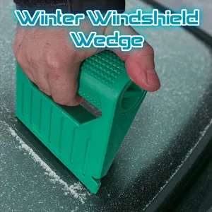 Winter Windshield Wedge Ice & Snow Scraper Tool with Storage