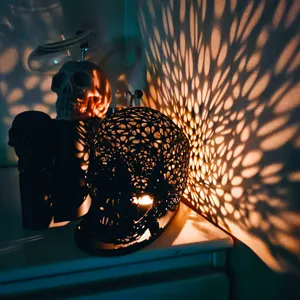 Organic lampshade: wireframe 3D printed lifesize skull