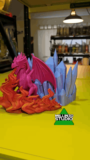 Dragon Diorama with flames in a dragon cave