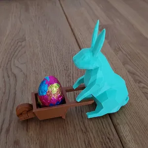 Easter Rabbit Lowpoly with its Wheelbarrow