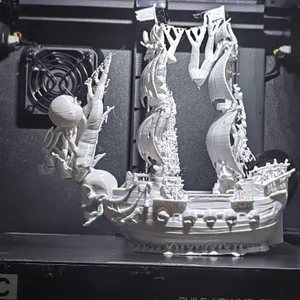 Ghost ship with skulls metallic