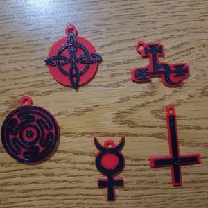 PAGAN - NEOPAGAN - SATANISM - MERCURY SYMBOL KEYCHAINS