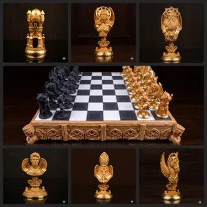 Chess multicolored set Angels with Chessboard
