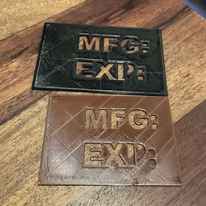 MFG , EXP Plate